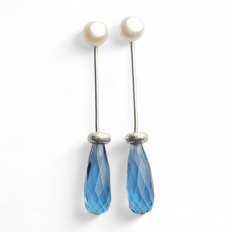 Lange perle og Topaz øredobber